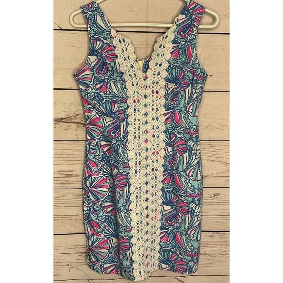 Lilly Pulitzer Target 20th Anniversary Lace Trim Mini Shift Dress Women Size 2 - Picture 11 of 14